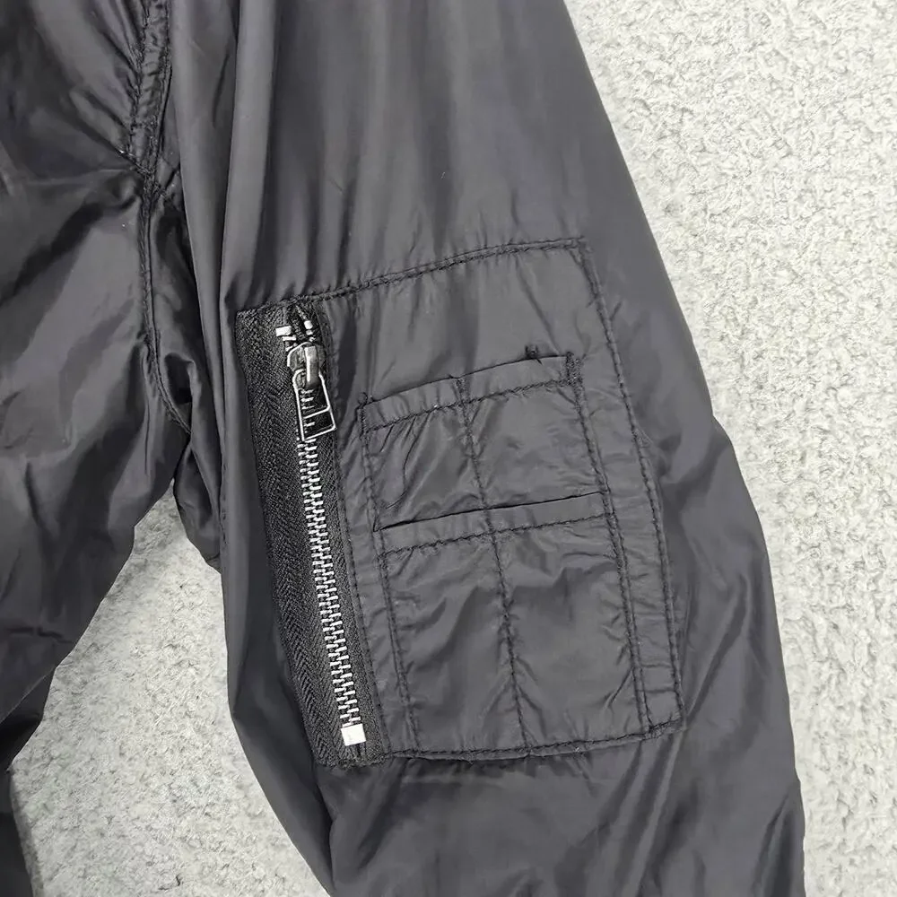 H&M LOGG Mens Large Black MA-1 Bomber Jacket Lightweight Flight Utility Pocket